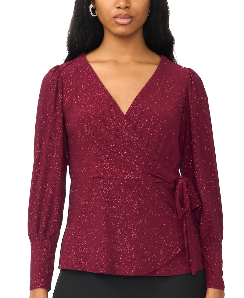 Msk Petite Faux-Wrap V-Neck Top
