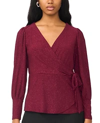 Msk Petite Faux-Wrap V-Neck Top