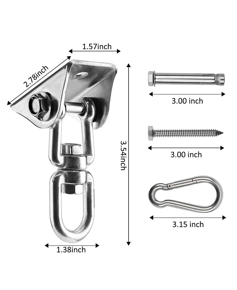Piscifun 360 Rotate Heavy Duty 1000 Lb Stainless Steel Hammock Hanging Kit Indoor Outdoor