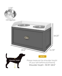 Ruie Elevated Dog Feeding Station with Storage Drawer and Two Raised Bowls for Large Dogs