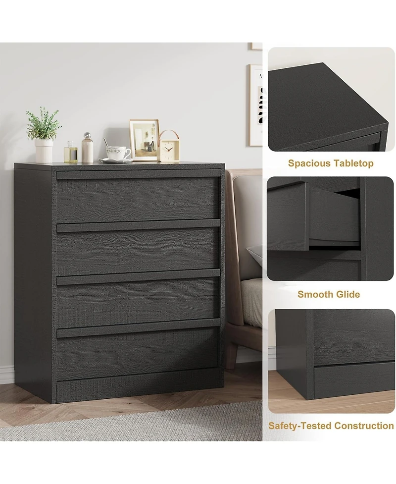 homfan 4-Drawer Dresser – 39.3" Tall Freestanding Storage Chest for Bedroom, Living Room and Hallway