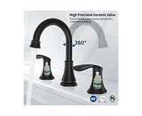 Busdays 8 Inch Widespread Bathroom Faucet 2 Handle 3 Hole 360 Swivel Spout Vanity Sink Basin Faucet