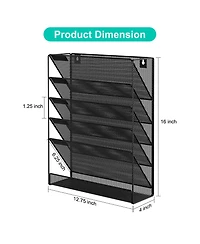 Danrong 5 Tier Mesh Wall File Holder Organizer with Classify Labels for Office Home Cubicle