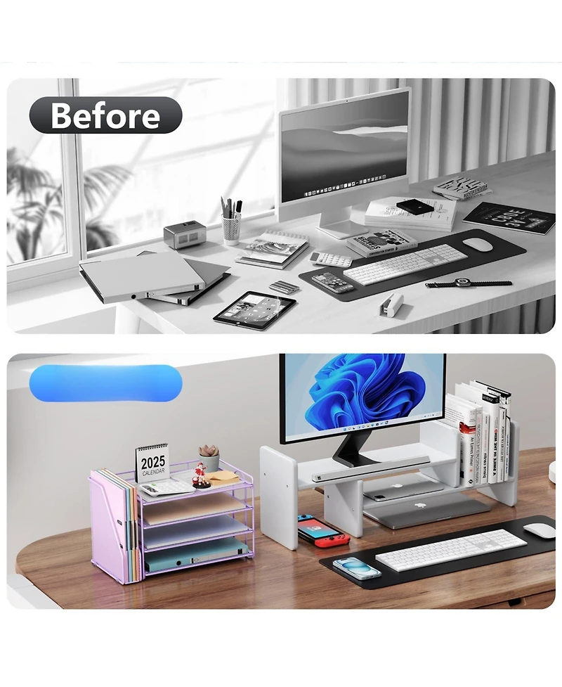 Danrong 4 Tier Paper Desk Organizer with Magazine Holder Office Storage