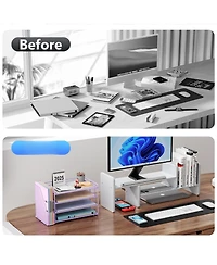 Danrong 4 Tier Paper Desk Organizer with Magazine Holder Office Storage