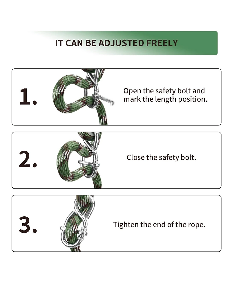 Piscifun Adjustable Heavy Duty Tree Swing Rope Kit For Outdoor Camping Playground
