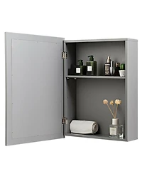 Gymax Mirrored Medicine Cabinet Wall-Mounted Bathroom Storage Organizer with Shelf