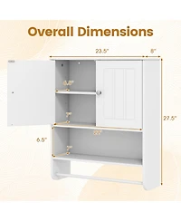 Gymax Bathroom Wall Cabinet Wall Mounted Medicine Cabinet with Towel Bar and Shelf