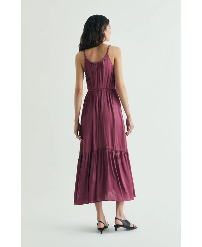 Scalpers Women's Braided Straps Maxi Scoop-Neck Dress