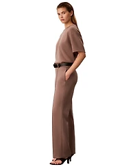 Calvin Klein Petite Soft Scuba High-Rise Pull-On Pintuck Trousers