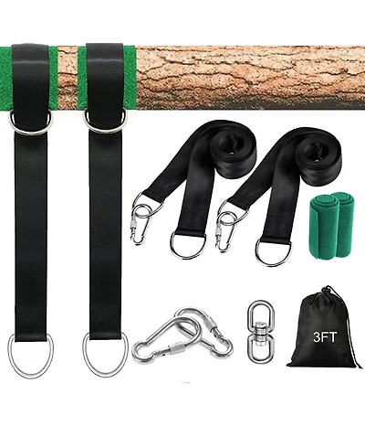 Piscifun Tree Swing Hammock Straps Kit Heavy Duty Lock Carabiner Hooks Tree Protector Easy Installation Universal Hanging Straps