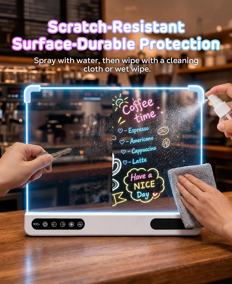 Sugift Rechargeable Neon Led Drawing Board with 7 Light Modes