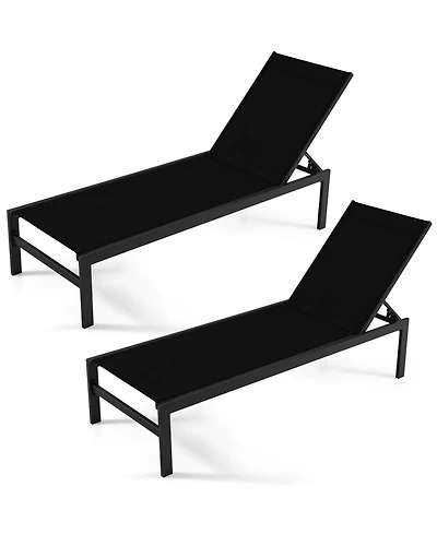Gymax 2 Piece Patio Chaise Lounge Adjustable Lounge Chair with 6-Position Backrest