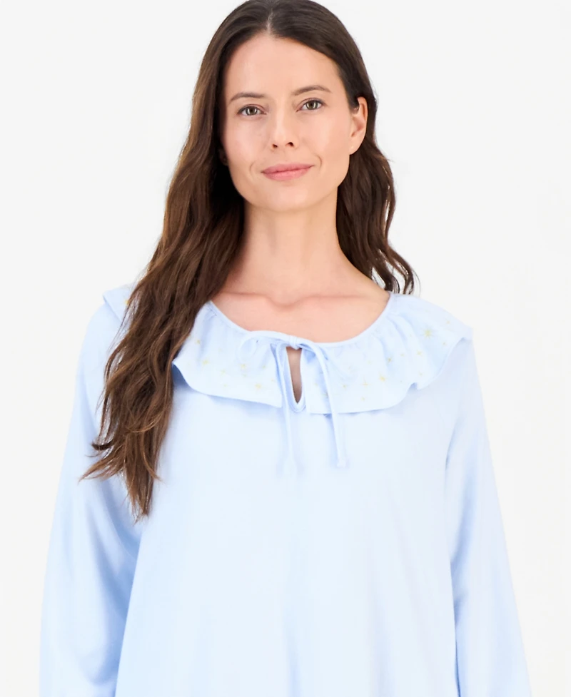 Charter Club Women's Flannel Scoop-Neckline Ruffle-Detail Nightgown, Macy's Exclusive