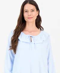 Charter Club Women's Flannel Scoop-Neckline Ruffle-Detail Nightgown, Macy's Exclusive