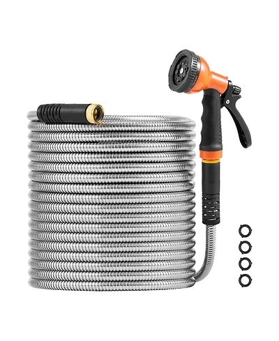 Vevor 150ft Metal Garden Hose Stainless Steel Water Hose Lightweight No Kink