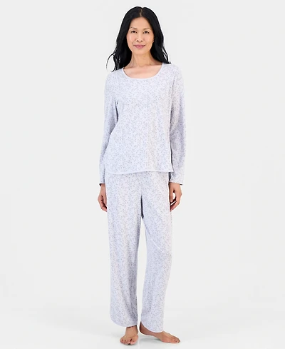 Charter Club Women's Pima Cotton Long-Sleeve Scoop Neck Pajama Top and Pants Set, Macy's Exclusive
