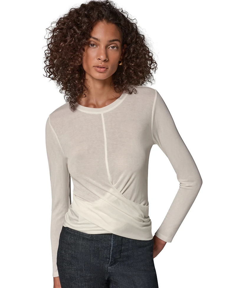 Donna Karan Weekend Women's Long-Sleeve Drape Front Top