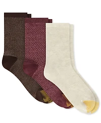 Gold Toe Women's Convertible Ribbed Short Crew Socks, 3-Pack