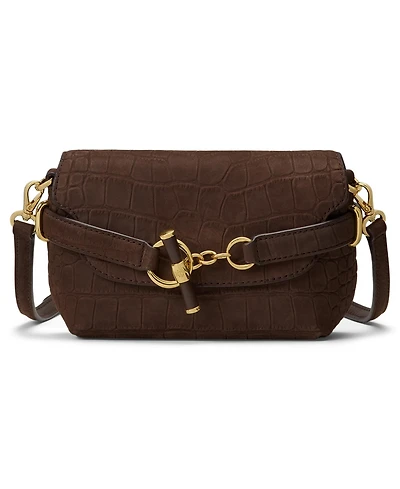 Lauren Ralph Lauren Crocodile Embossed Blaike Mini Leather Crossbody Handbag