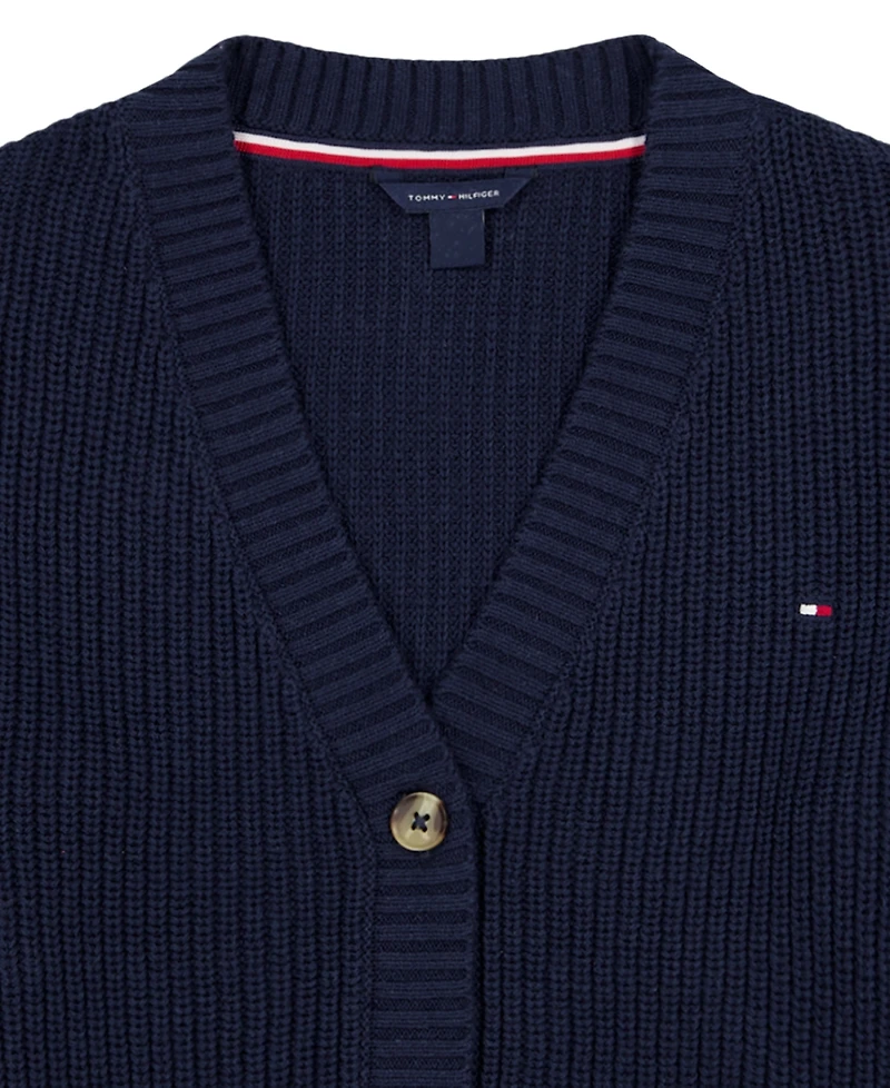 Tommy Hilfiger Girls' 7-16 Shaker Rib Cardigan Sweater