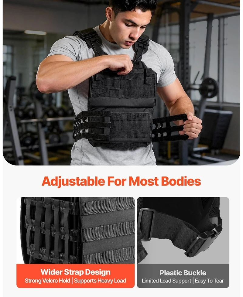 Sevorley Adjustable Weighted Vest with Shoulder Pads, Nylon Vest Holds up to 40 lb