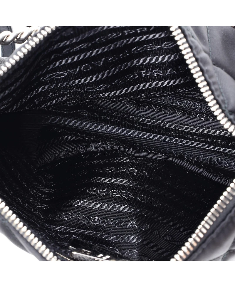 Pre-Owned Prada Small Chain Zip Shoulder Bag Quilted Tessuto