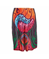 Pre-Owned Versace Mens Multicolor Medusa Print Satin Plisse College Fit Shorts