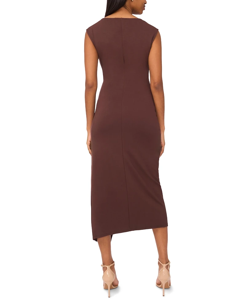 Msk Petite Short-Sleeve Ponte Midi Dress