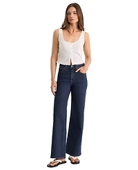 Good American Women's High-Rise Wide-Leg Ankle Jeans