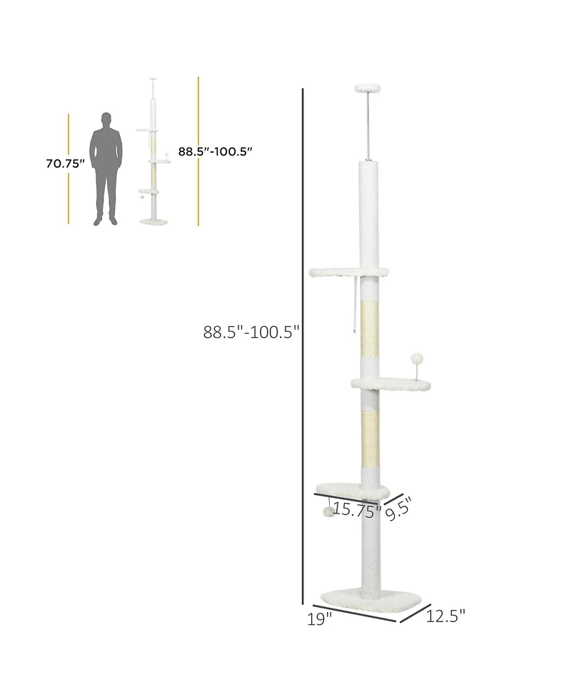 Ruie Floor to Ceiling Cat Tree with Sisal Posts and Cloud Perches