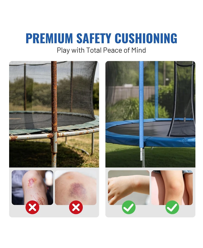 Yescom Trampoline Pole Foam Sleeves and Trampoline Net Kit, 24 Pcs 1.26" Inner Outdoor Pvc Trampoline Pole Covers and 15 Ft Universal Trampoline Net