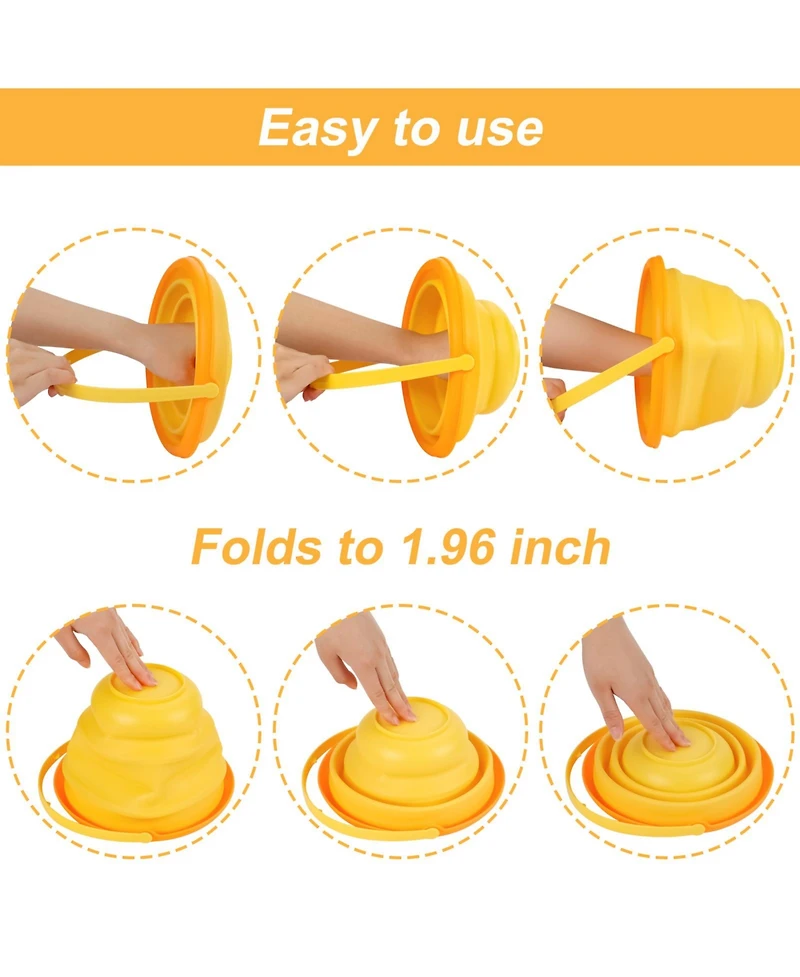 homfan Multipurpose Silicone Collapsible Beach Toys Set, 3 Piece Bucket with Shovels and Sand Molds for Kids Travel and Camping