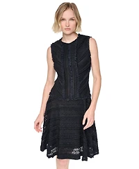 Dkny Women's Sleeveless Crew Neck Ruffle Hem Dress