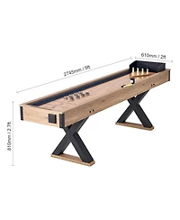Sevorley 9 ft Shuffleboard Table, 2-in-1 Shuffleboard and Bowling Game Set