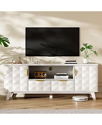 Vlsrka 63" Tv Stand for TVs Up to 65", Modern Entertainment Center with Storage Cabinets, 2 Drawers, Adjustable Shelves and Cable Management