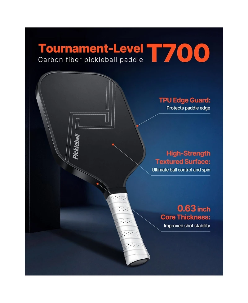 Sevorley T700 Carbon Fiber Pickleball Paddle with Honeycomb Core, Pro Racket for Adults