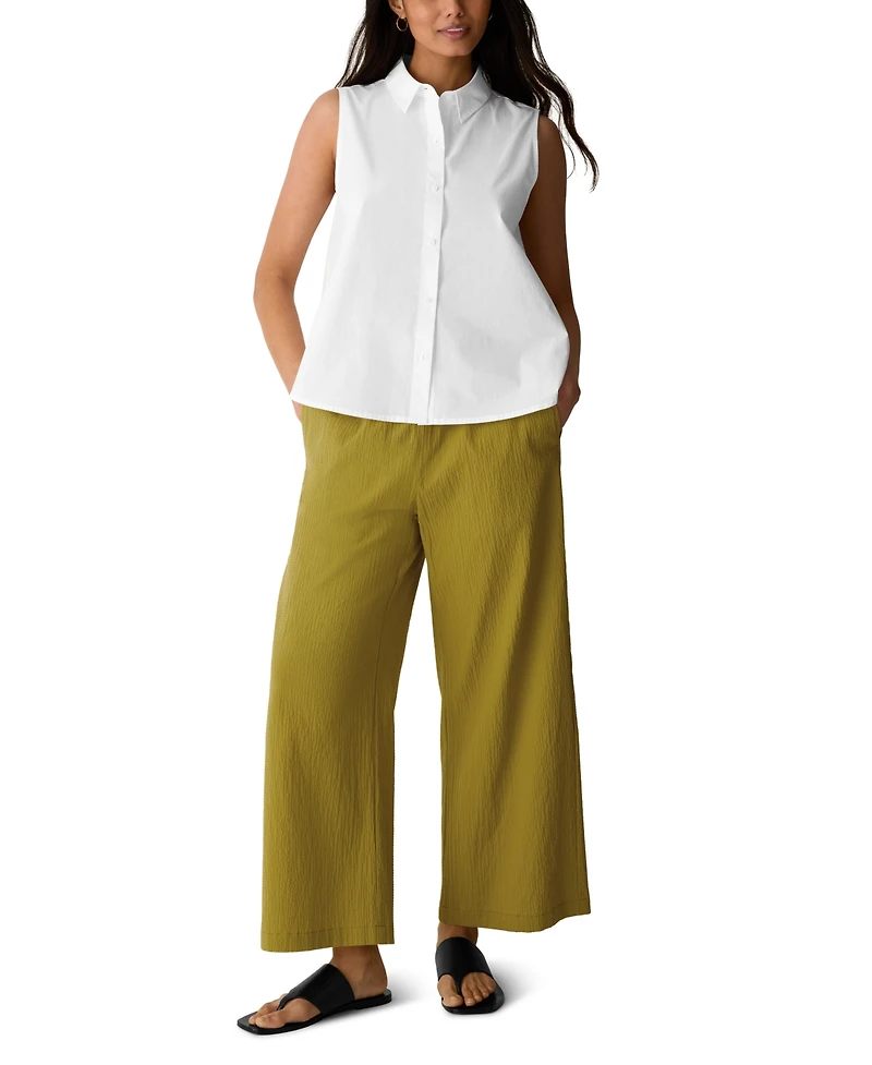 Eileen Fisher Petite Pucker Wide-Leg Pull-On Ankle Pants