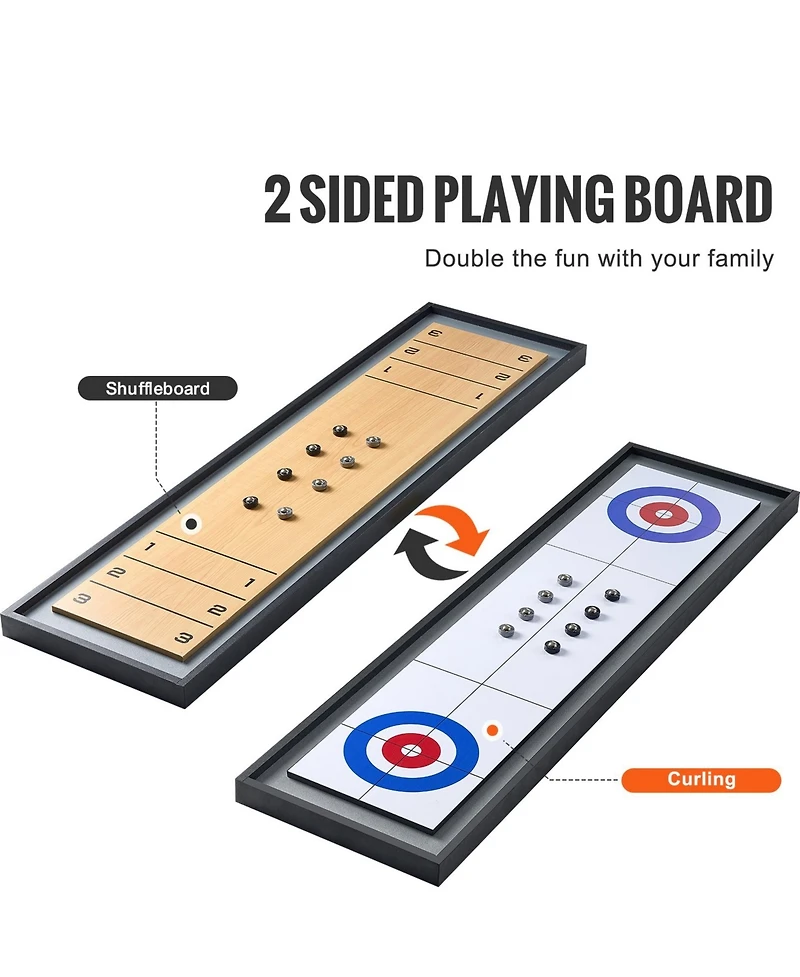 Sevorley 45-Inch Tabletop Shuffleboard and Curling 2-in-1 Game Set
