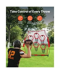 Sevorley 8 x 8 ft Football Throwing Net with 6 Target Pockets, Qb Passing Accuracy Trainer