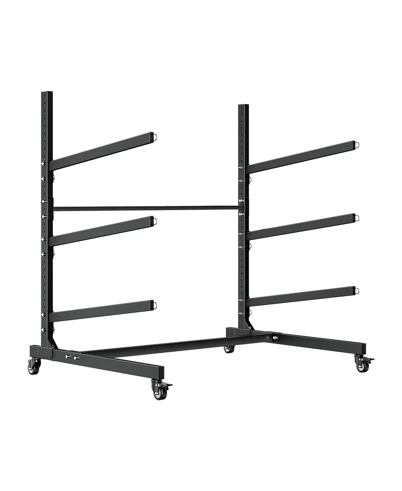 Sevorley Rolling Kayak Storage Rack for 3 Kayaks, Freestanding Steel Stand with Lockable Wheels, 200 lb Capacity