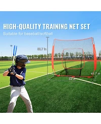 Sevorley 7x7 ft Baseball and Softball Practice Net with Bow Frame, Strike Zone and Carry Bag