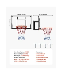 Sevorley 44-Inch Wall Mount Basketball Hoop with Shatterproof Pc Backboard and Steel Rim