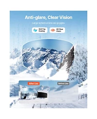 Sevorley Frameless Ski Goggles with Spherical Anti-Fog Lens, Otg Fit