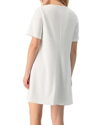 Ivonne Women's Clean Boat-Neck Short-Sleeve Shift Mini Dress