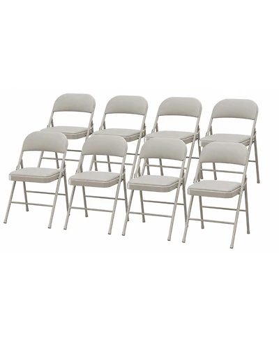 homfan Set of 8 Folding Metal Chairs with Padded Seats and Backs, Stackable, for Home and Office