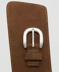 Mango Women's Wide Split Leather Belt