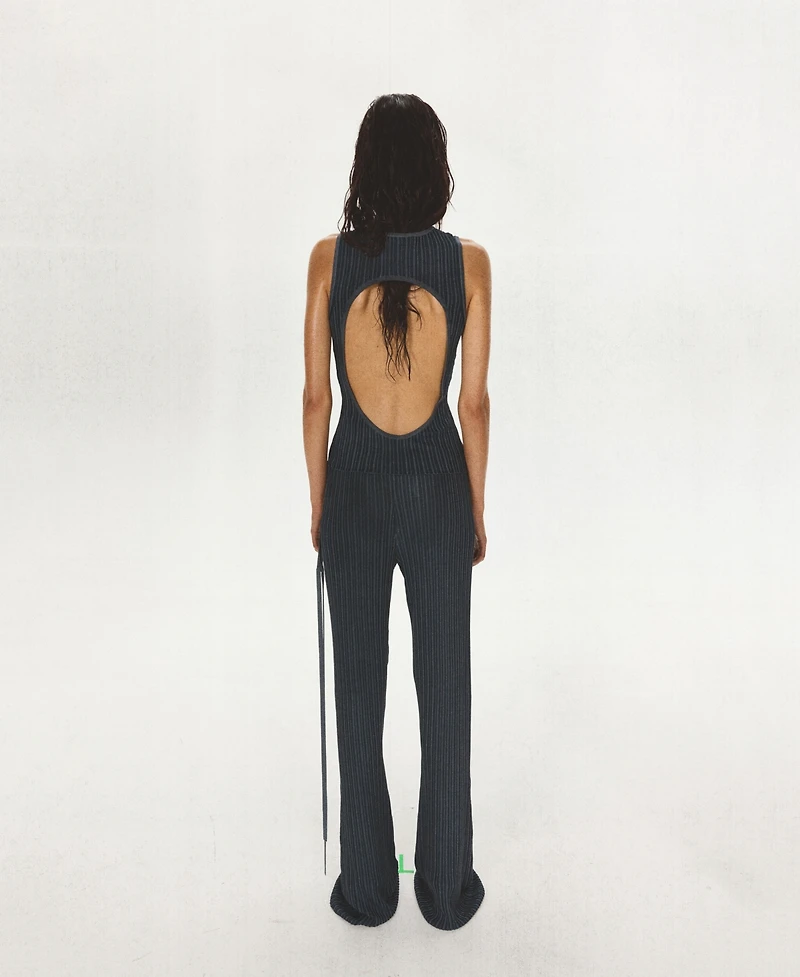 Mango Women's Ribbed Open-Back Top