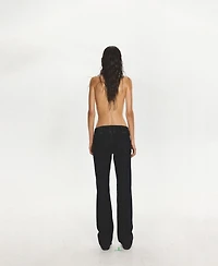 Mango Women's Low-Rise Straight-Leg Contrasting Stitching Jeans