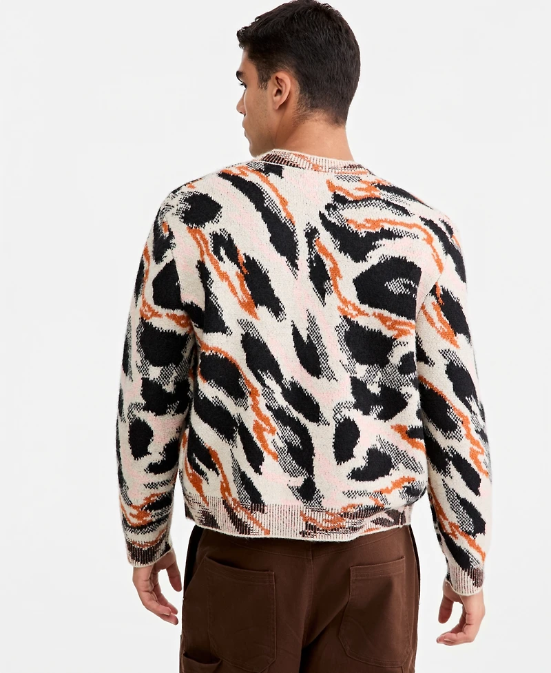 Mode of One Men's Animal-Print Relaxed-Fit Cardigan, Macy's Exclusive